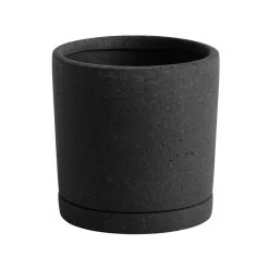 Hay Plant Pot Mit Untersetzer, M, Schwarz