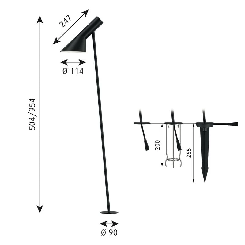 Louis Poulsen AJ Garden Wegeleuchte, Lang, 3000 K, Verankerung Mit Adapter 4 Louis Poulsen AJ Garden Wegeleuchte, Lang, 3000 K, Verankerung Mit Adapter – Bild 2