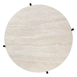 Gubi TS Outdoor Couchtisch, 80 Cm, Schwarz – Weißer Travertin -Urban Im Freien Gubi 10090820 TOP TS Outdoor Coffee Table Round 80