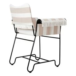 Gubi Tropique Stuhl Mit Fransen, Klassisches Schwarz - Leslie Stripe  -Urban Im Freien Gubi 2023 B3Q Tropique Dining Chair with Fringes Black Frame Leslie Stripe 40
