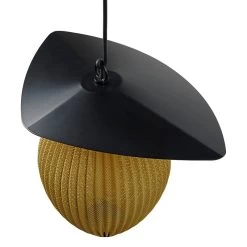 Gubi Satellite Outdoor Pendelleuchte, 27 cm, Schwarz - Senfgold -Urban Im Freien Gubi 2023 DTL Satelite Pendant 7 Mustard Gold Semi Matt
