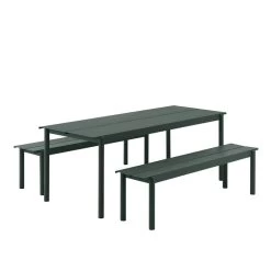 Muuto Linear Steel Bank, 170 Cm, Dunkelgrün -Urban Im Freien Linear steel outdoor set 200x75 dark green Muuto hi res
