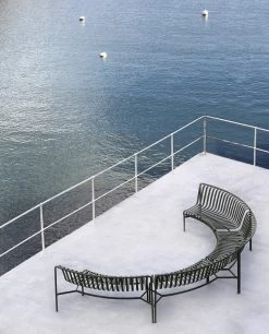 Hay Palissade Park Sitzbank-Erweiterung, Innen, Himmelgrau -Urban Im Freien Palissade Park Dining Bench In olive 02